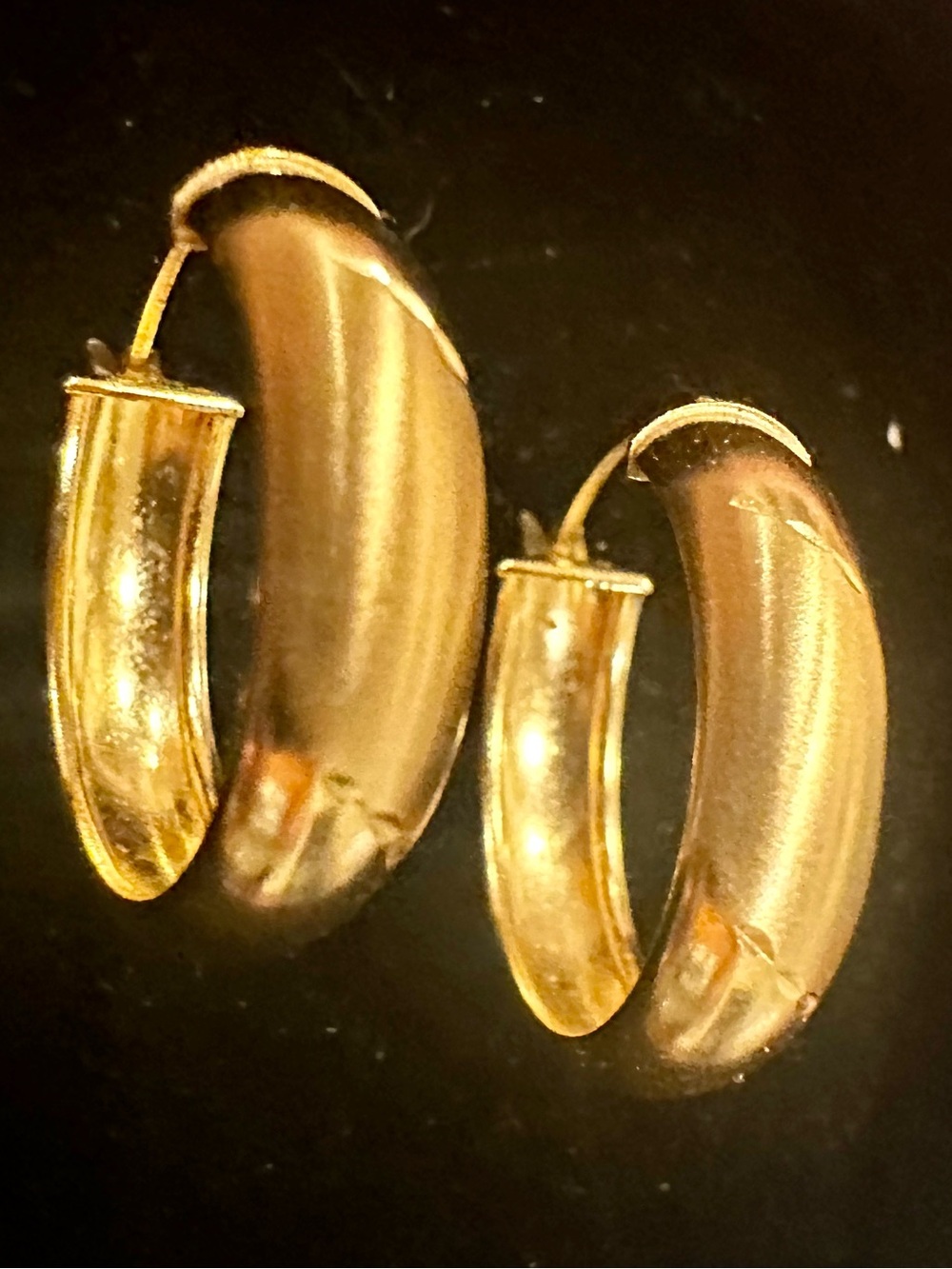 THICK WIDE 10K Solid Gold Hoop Earrings solid 10K thick hoops hoop earrings - Picture 4 of 11